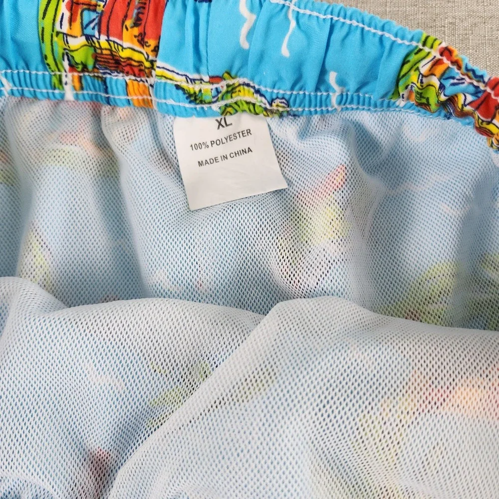Peter Millar Mens XL Worth Ave Palm Beach Swim Trunks Blue Scooter Print Shorts